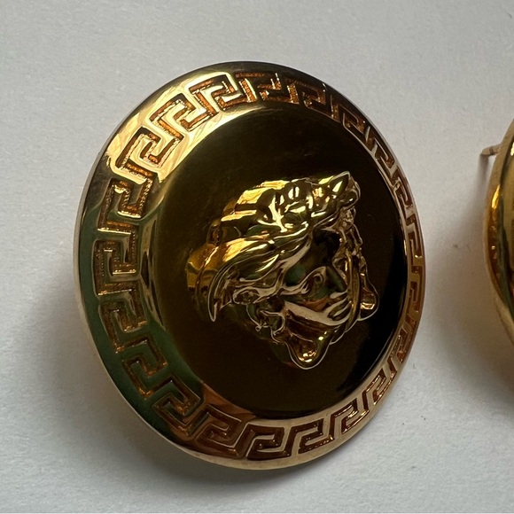 Versace TRIBUTE MEDUSA Large STUD EARRINGS in Gold - Picture 6 of 13